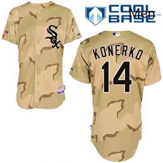 Mens Majestic Chicago White Sox 14 Paul Konerko Authentic Camo Commemorative Military Day Cool Base MLB Jersey